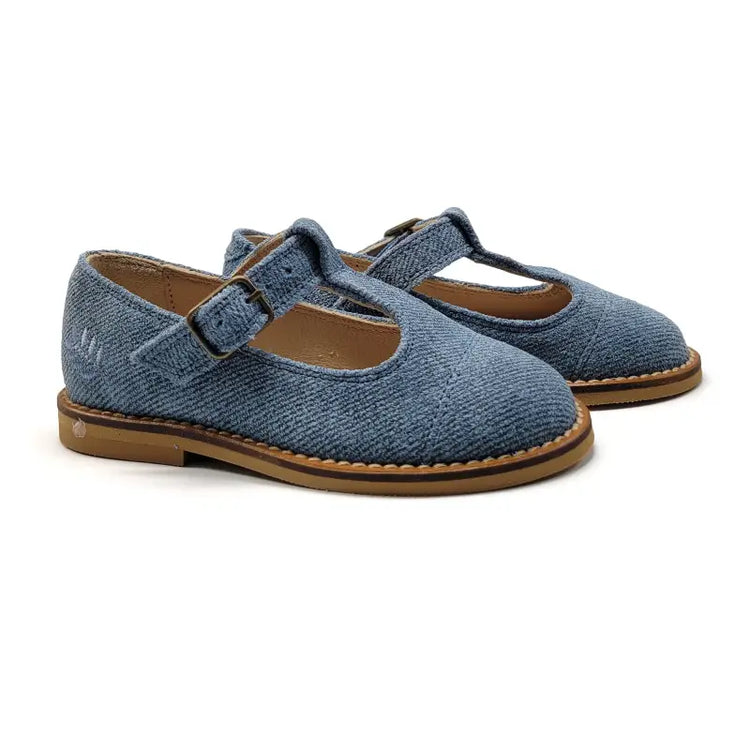 Lauve Denim Leather T-strap 2244