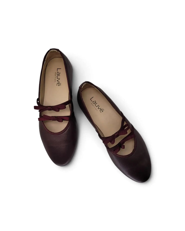 Lauve ruby burgundy leather bow ballerina | kids shoes fast shipping