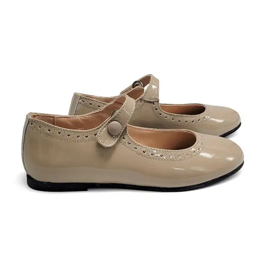 Lauve Taupe Patent Heart Mary Jane - 22 - GIRLS