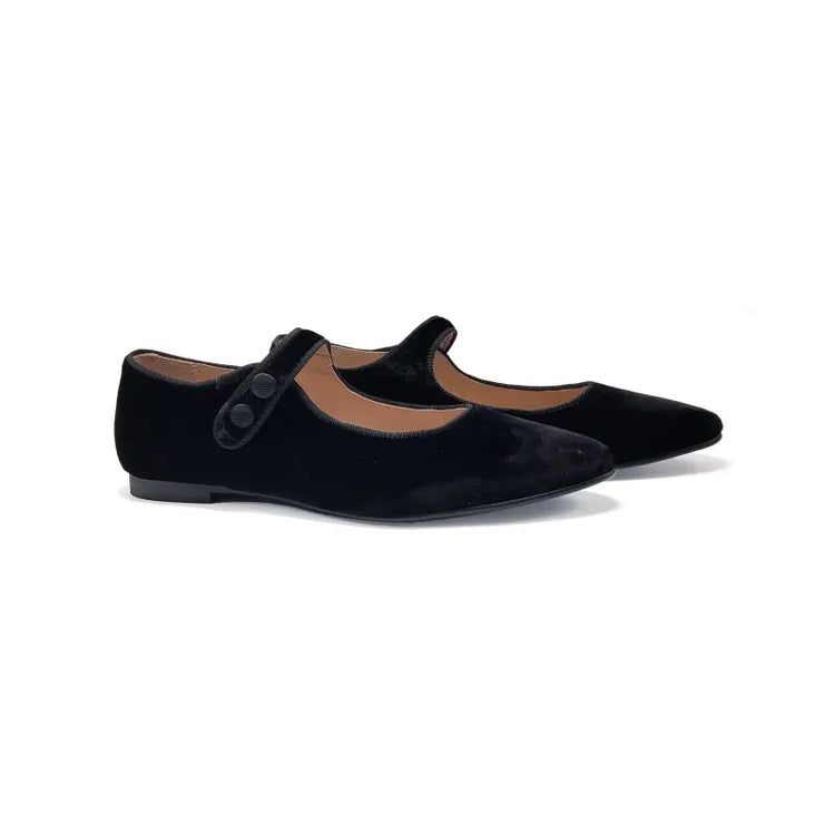 Lmdi black velvet mary jane 137018a - pointy mary jane