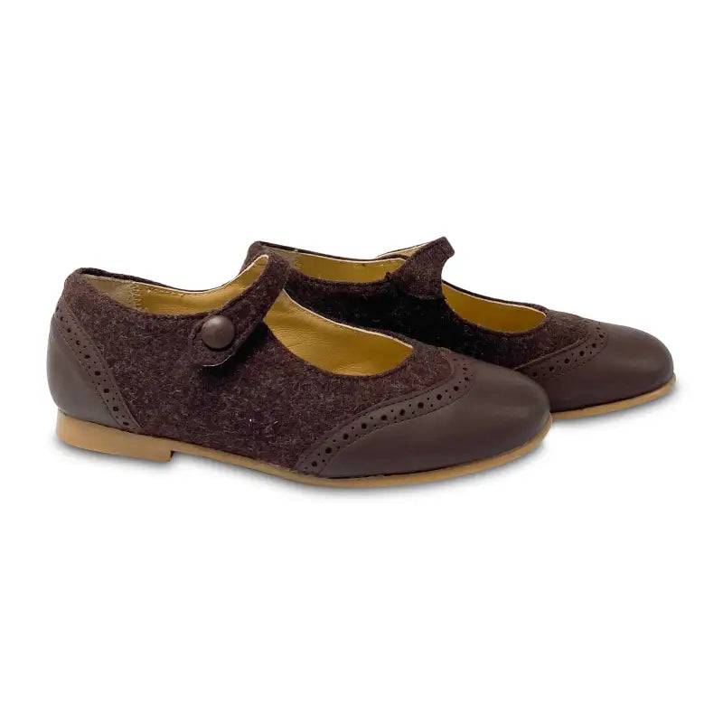 Lmdi doll brown wool wingtip mary jane - mary jane
