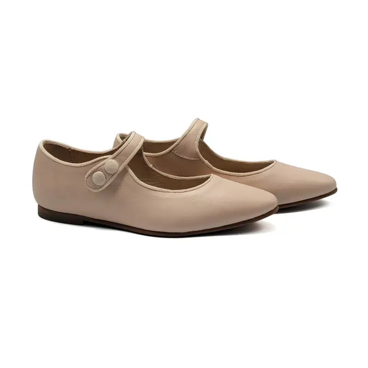 LMDI Nude Leather Pointy Mary Jane 137018A - GIRLS