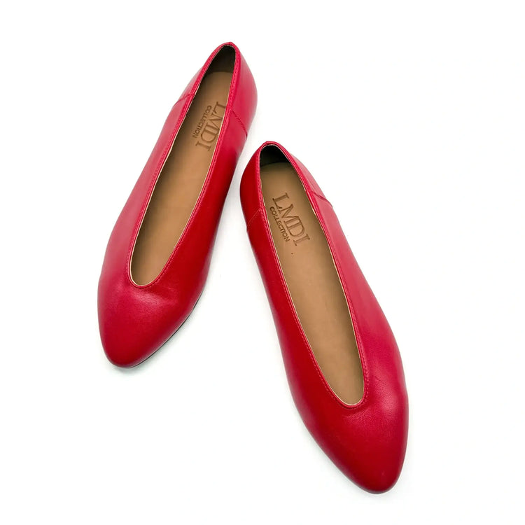 Crimson red v cut ballerina flats spain fast shipping