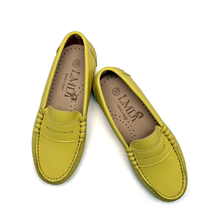 Lmdi yellow leather penny loafer handmade in spain fast shipping