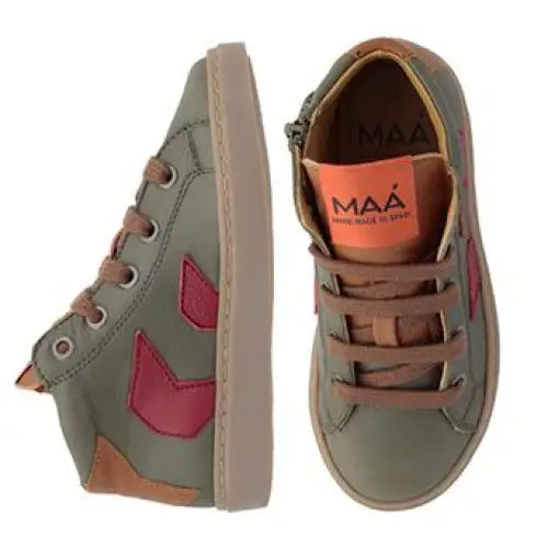Maa olive hightop lace side zipper sneaker c287 - sneakers