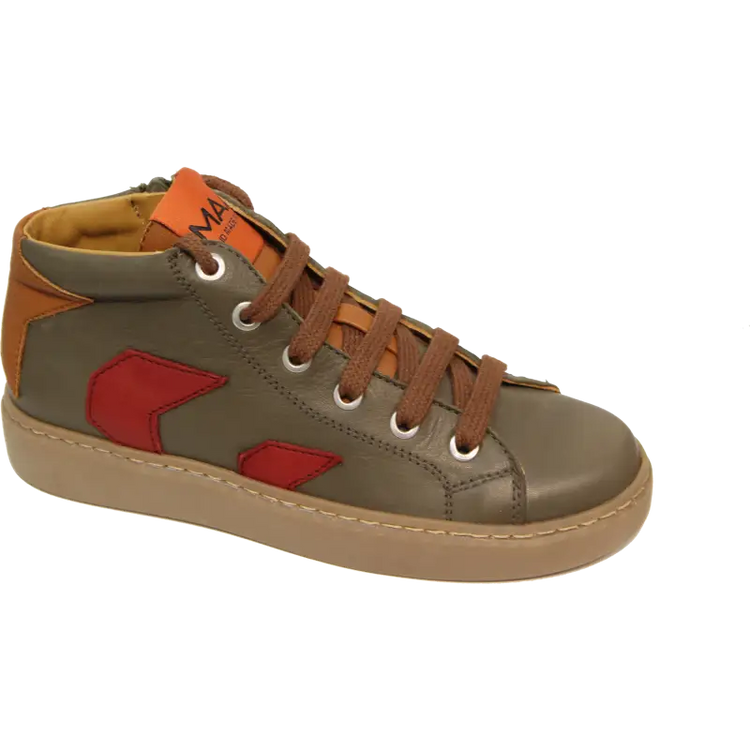 Maa olive hightop lace side zipper sneaker c287 - sneakers