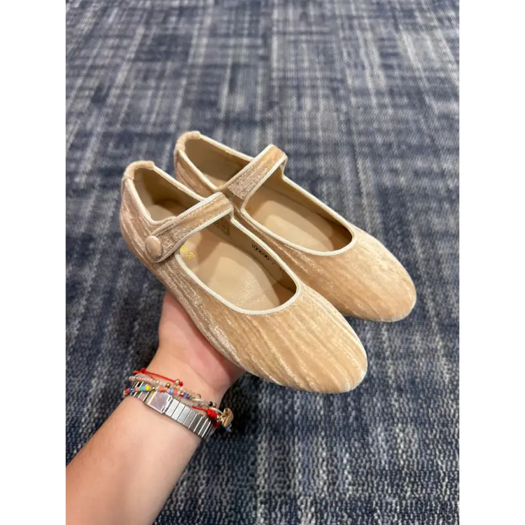 Mamelina beige velvet mary jane 106690 mary jane
