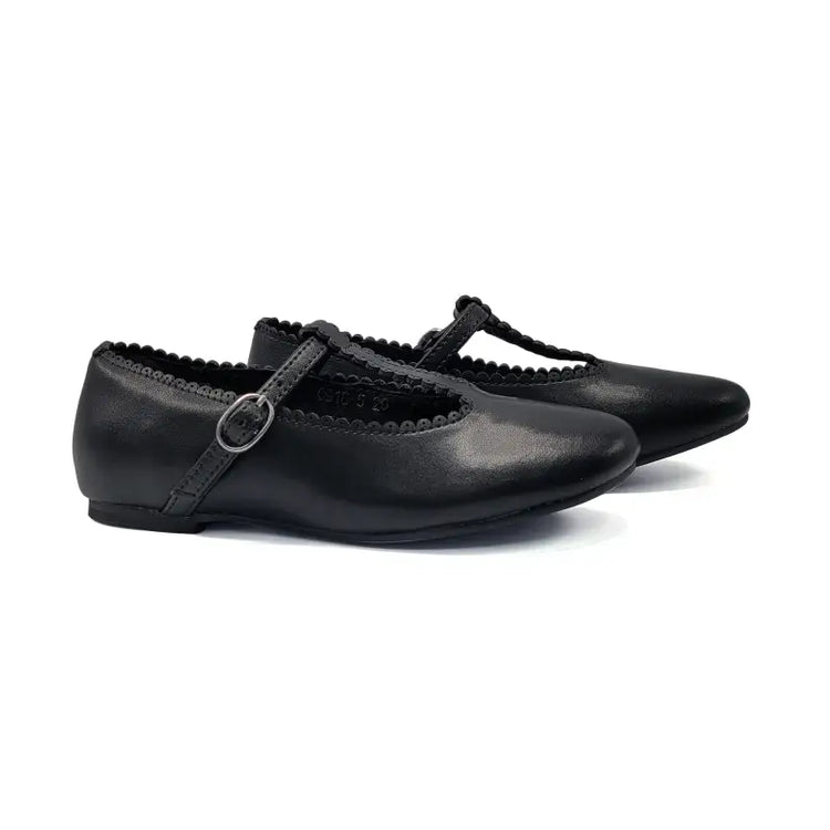 Mamelina black leather t strap 7542 strap