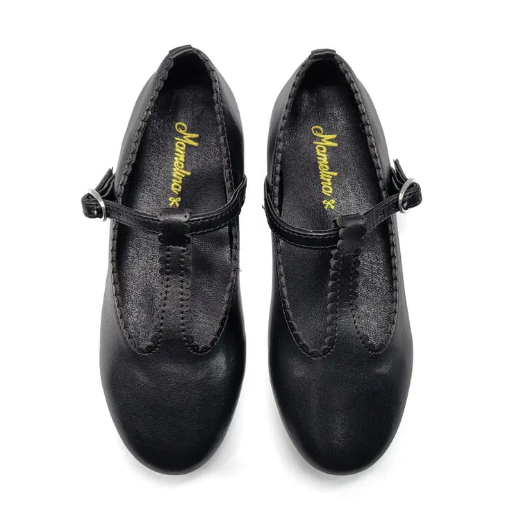 Mamelina black leather t strap 7542 strap