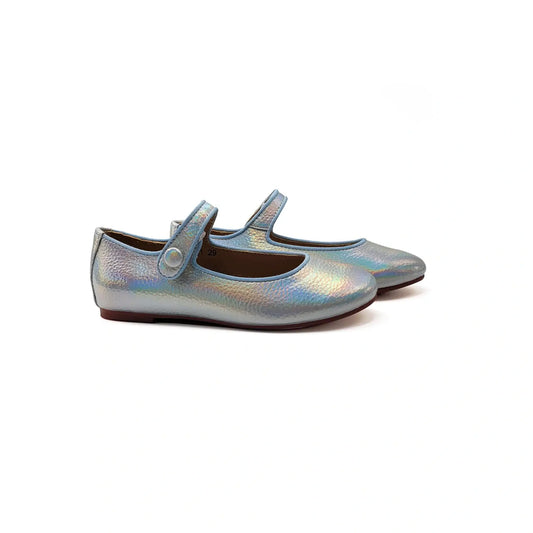 Iridescent Silver blue Mary Jane Girls Shabbos