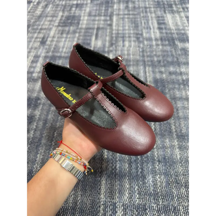 Mamelina burgundy leather t strap 7542 strap