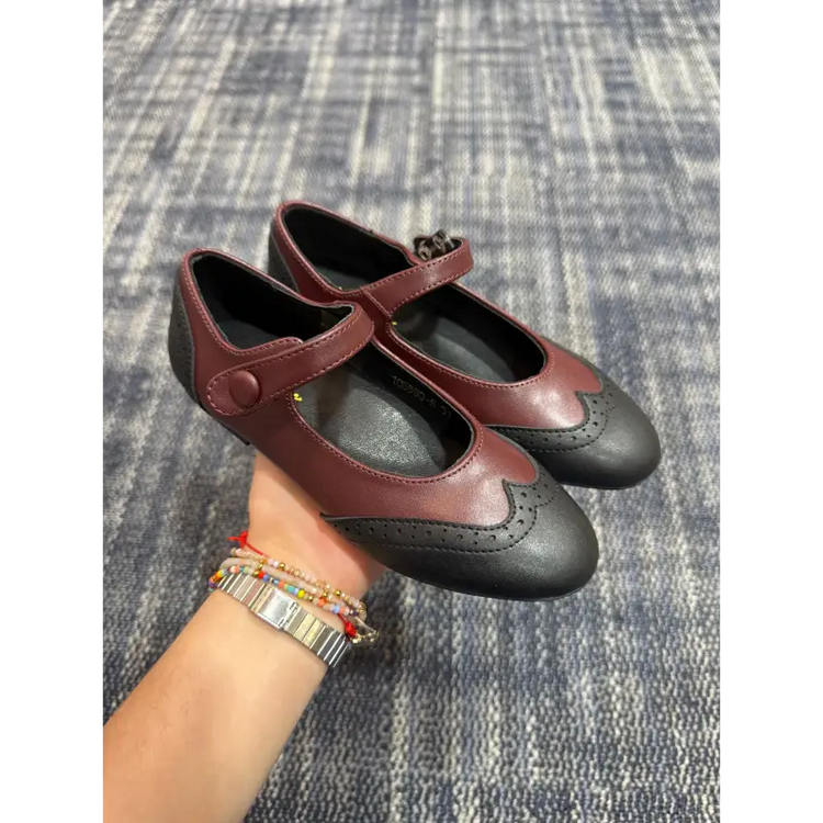 Mamelina burgundy wine leather wingtip mary jane 0918 mary jane