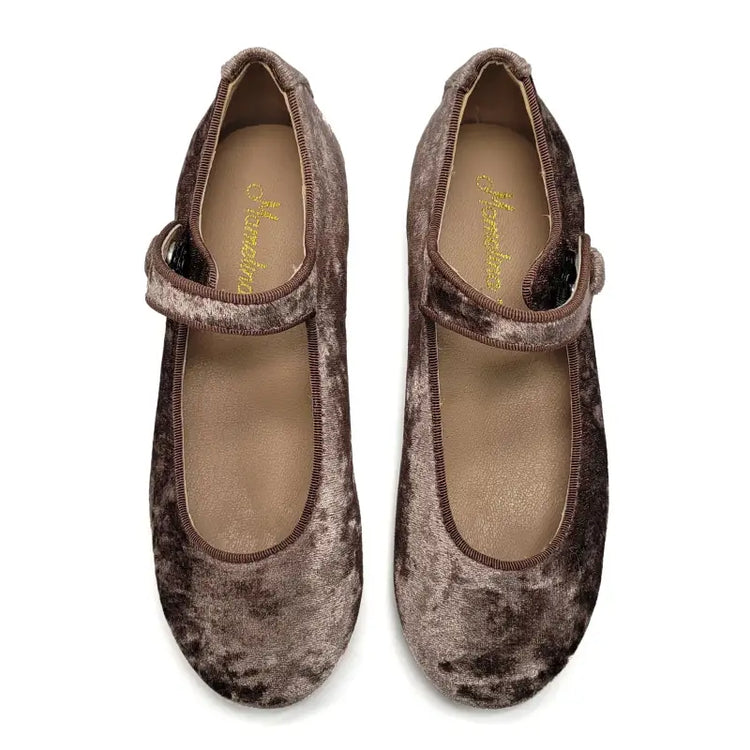 Mamelina Taupe Velvet Mary Jane A011