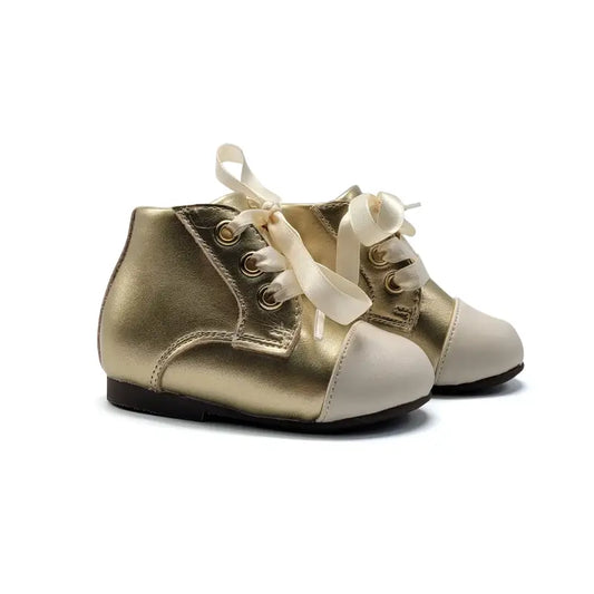 Mamelina Cream Gold First Walker Bootie 1547
