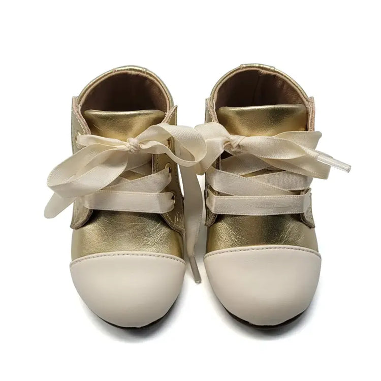 Mamelina Cream Gold First Walker Bootie 1547