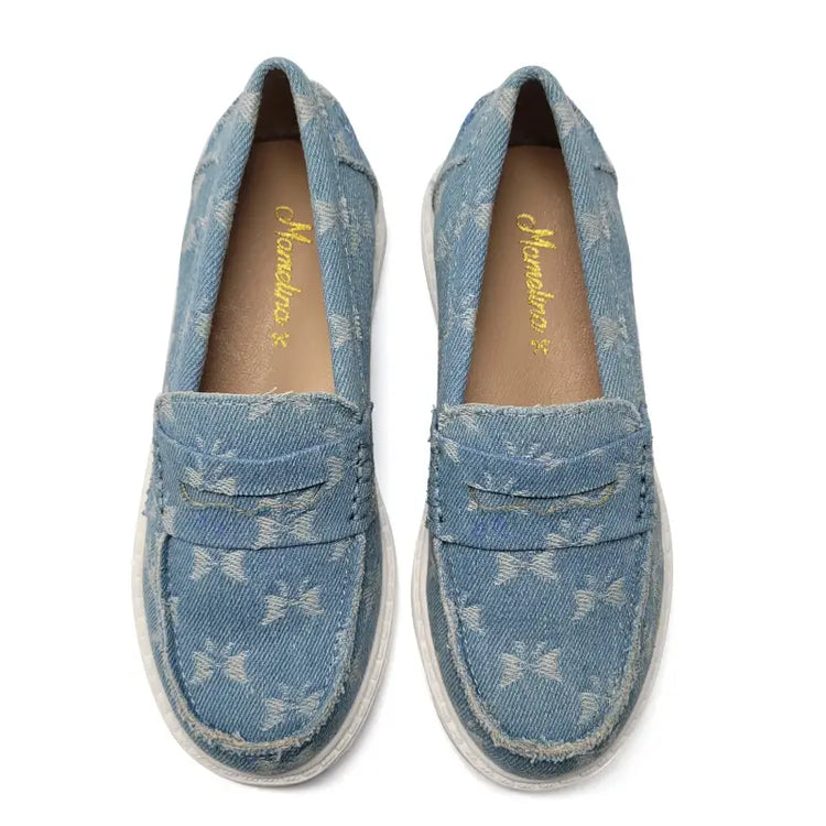 Mamelina Denim Butterfly Chunky Penny Loafer 1288