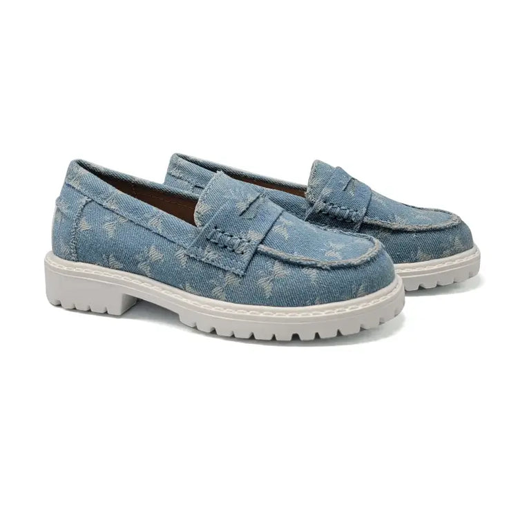 Mamelina Denim Butterfly Chunky Penny Loafer 1288