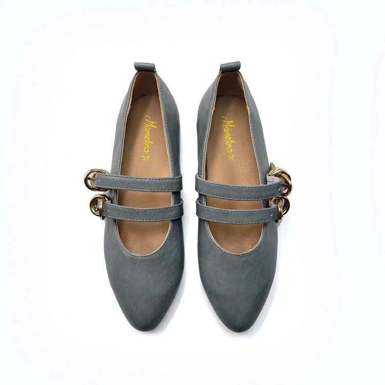 Mamelina dusty blue leather mary jane shoes fast shipping