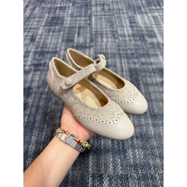 Mamelina flannel taupe wingtip mary jane 0918 22 mary jane
