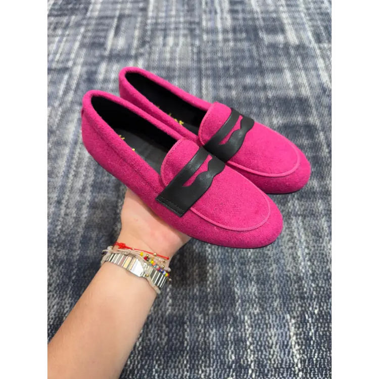 Mamelina fushia flannel slip on loafer 72989 slip on dress