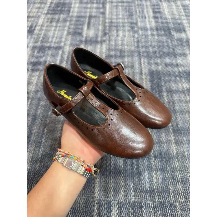 Mamelina high gloss brown leather t strap 7543 22 strap