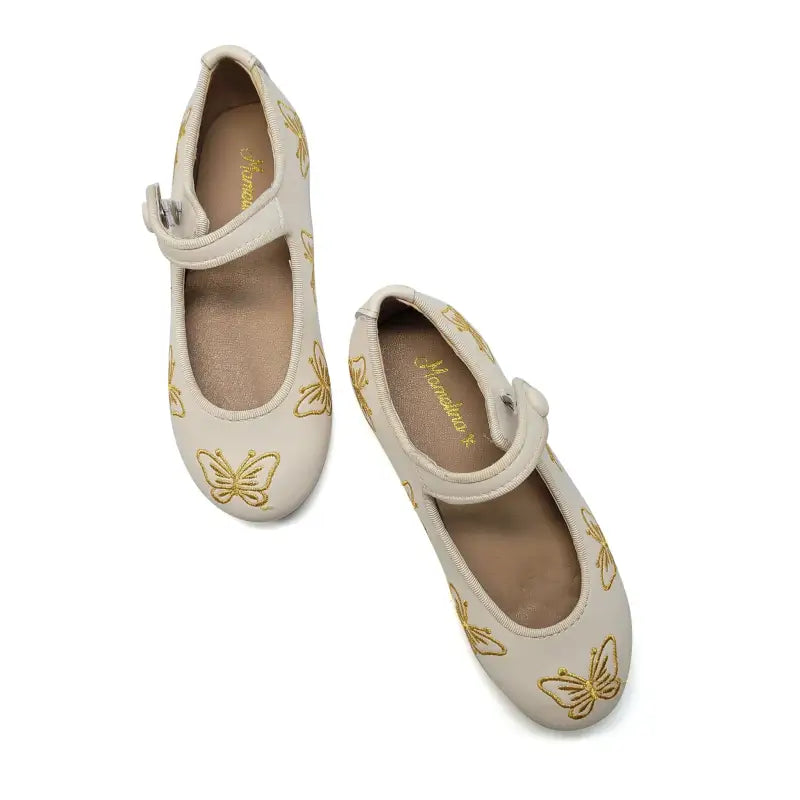 Mamelina Ivory Butterfly Mary Jane A011