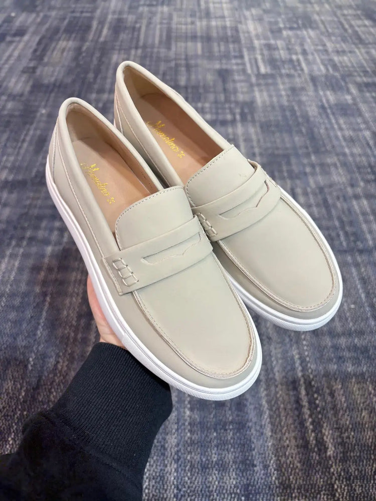 Mamelina light taupe penny slip on sneaker fast shipping