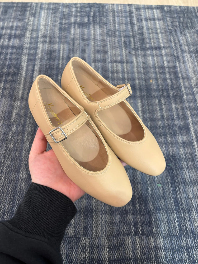 Mamelina nude leather mary jane shoes fast shipping