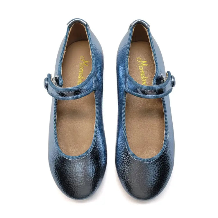 Mamelina Shiny Blue Metallic Mary Jane A011