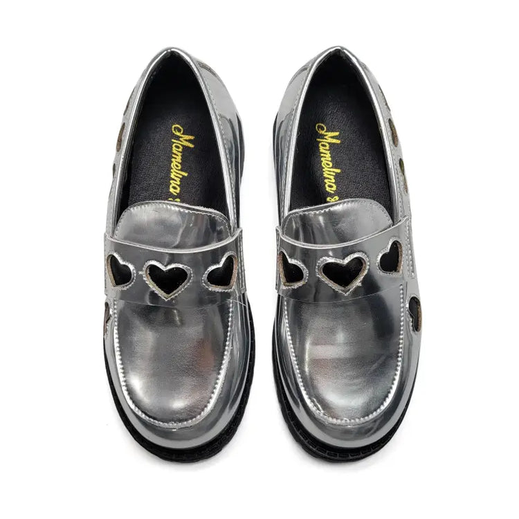 Mamelina Silver Metal Chunky Loafer 2407