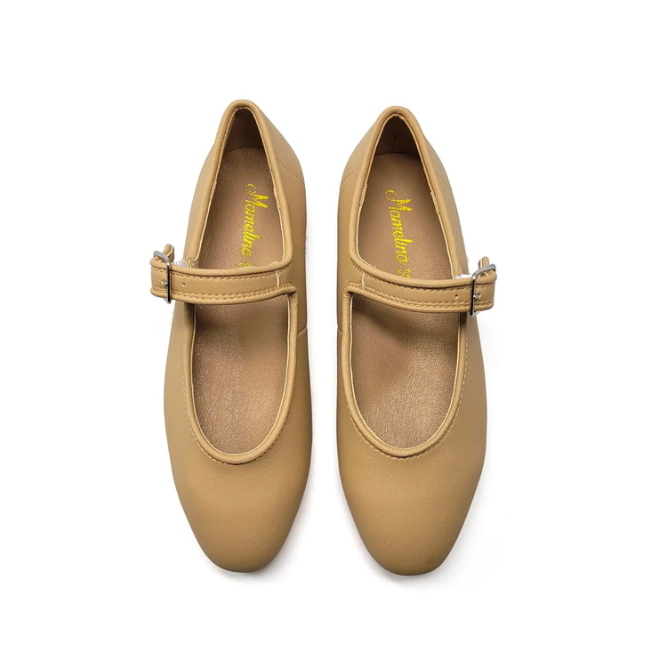 Mamelina taupe leather mary jane flats fast shipping