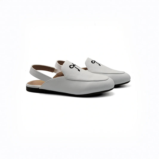 Mamelina white black bow embroidered mule fast shipping