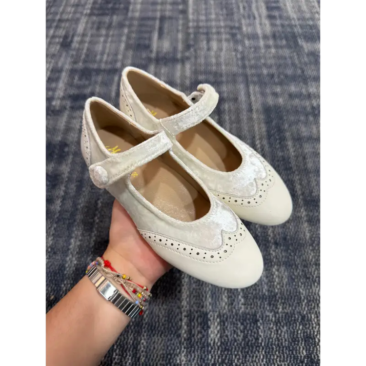 Mamelina off white crushed velvet wingtip mary jane 0918 22 mary jane