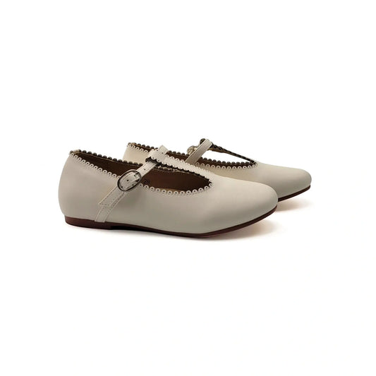 Mamelina white scalloped t strap mary jane fast shipping