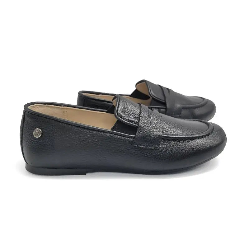 Manuela De Juan Black Pebbled Penny Loafer S3139 - 27 - BOYS