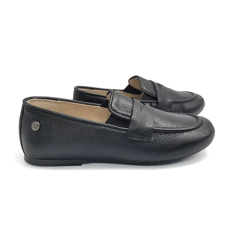 Manuela De Juan Black Pebbled Penny Loafer S3139 - 27 - BOYS