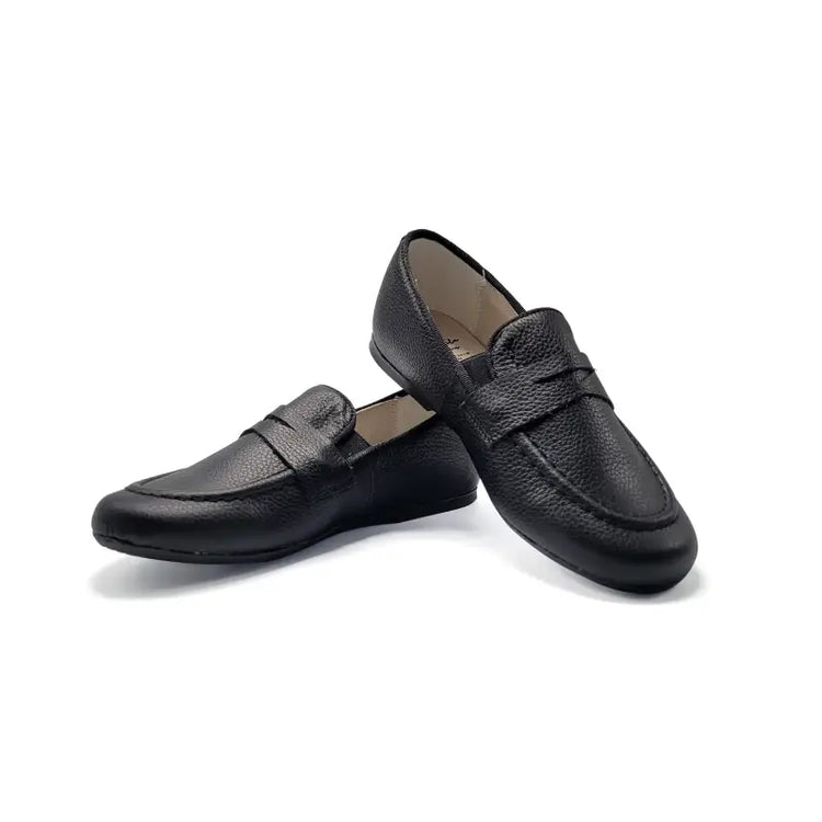 Manuela de juan black pebbled penny loafer s3139 miqueas - smoking slip