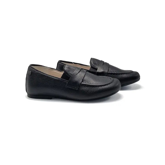 Manuela de juan black pebbled penny loafer s3139 miqueas - smoking slip