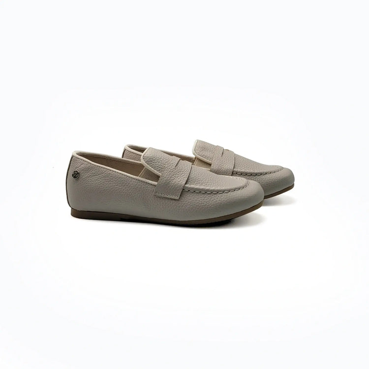 Manuela de juan cream pebbled penny loafer fast shipping