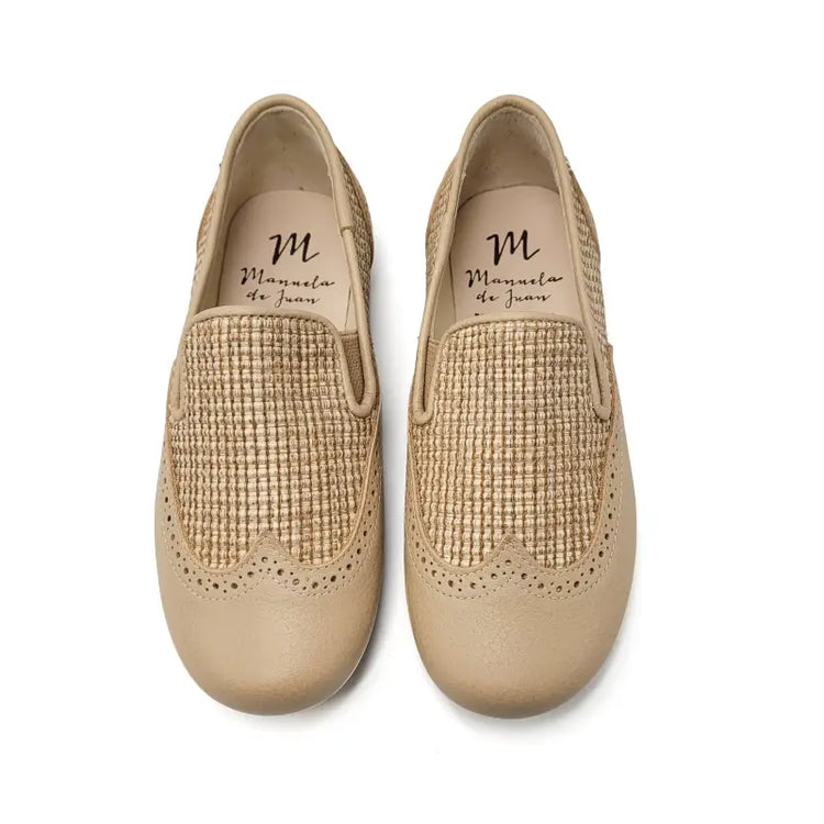 Manuela de juan david caramel basket wingtip smoking shoe s3028 - boys