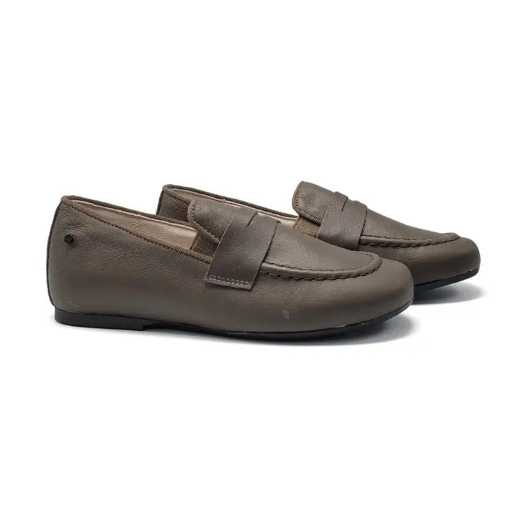 Manuela de juan taupe mocha leather penny loafer s3139 smoking slip