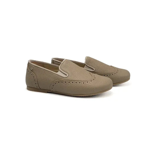 Manuela de juan taupe pebbled wingtip smoking shoe s3028 - boys