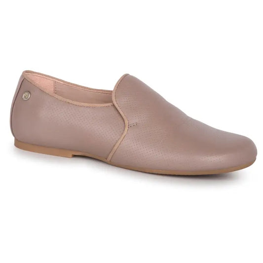 Manuela de juan taupe proforated leather smoking slip on s2707 - girls