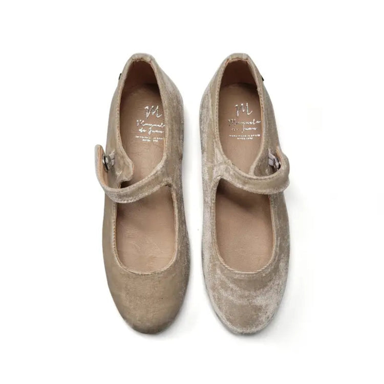 Manuela de juan taupe velvet mary jane s2970