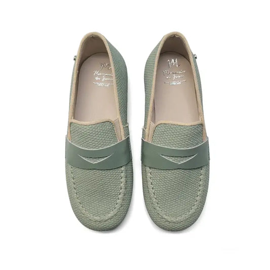 Manuela De Juna Sage Green Penny Loafer S3139