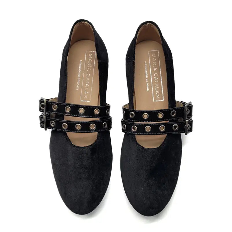 Maria catalan black velvet mary jane 720725