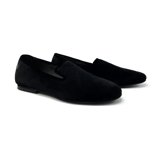 Maria catalan black velvet quilted slip on - girls