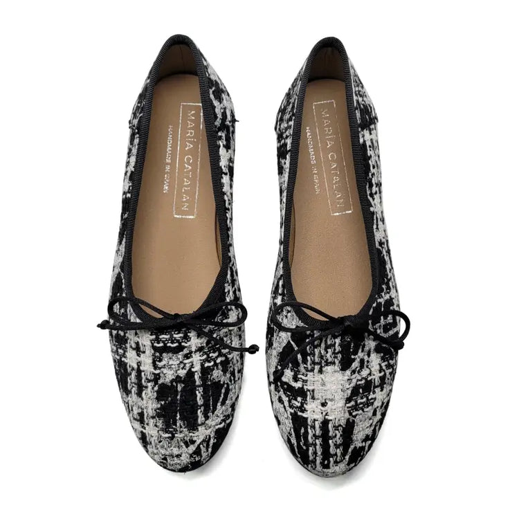 Maria catalan black white tweed ballet flat 600713 - ballet flat