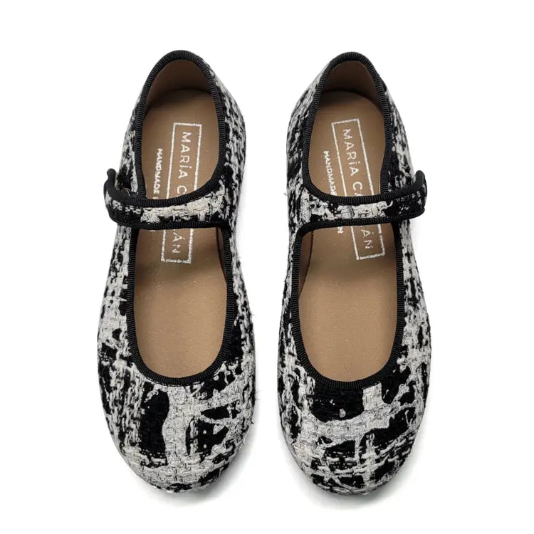 Maria catalan black white tweed mary jane