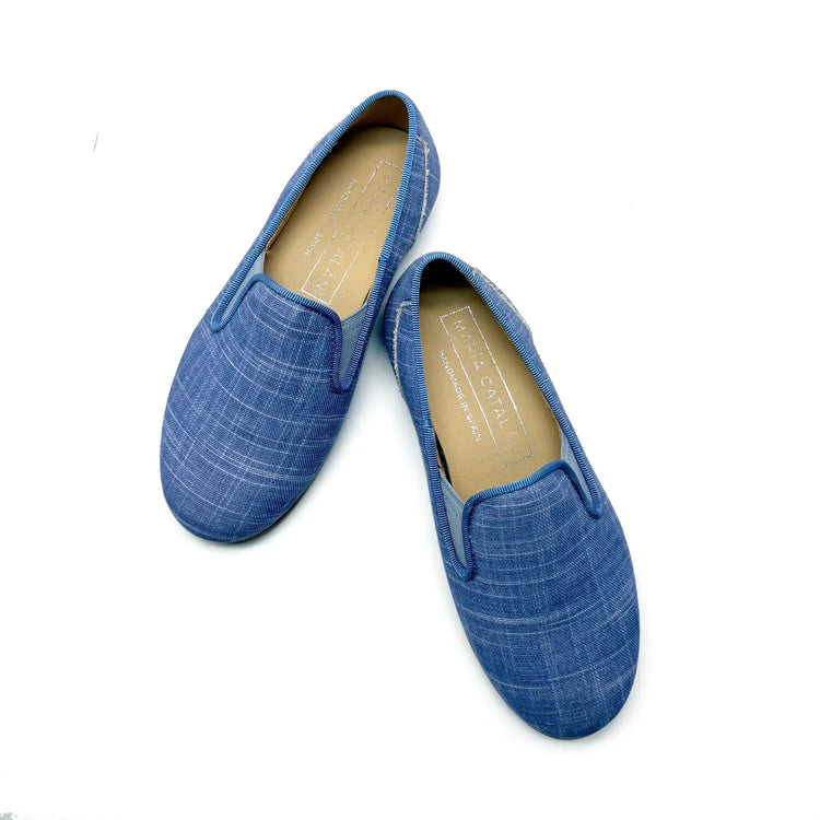 Maria catalan blue textured smoking shoe flats fast shipping